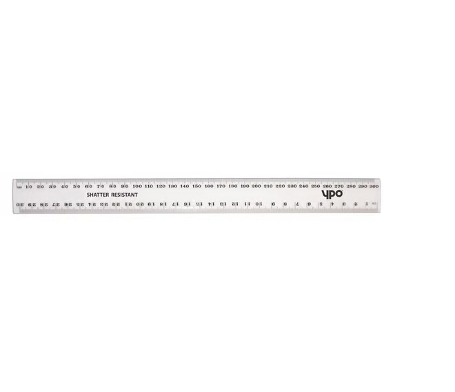 YPO Shatter Resistant Ruler White 30cm (12″)