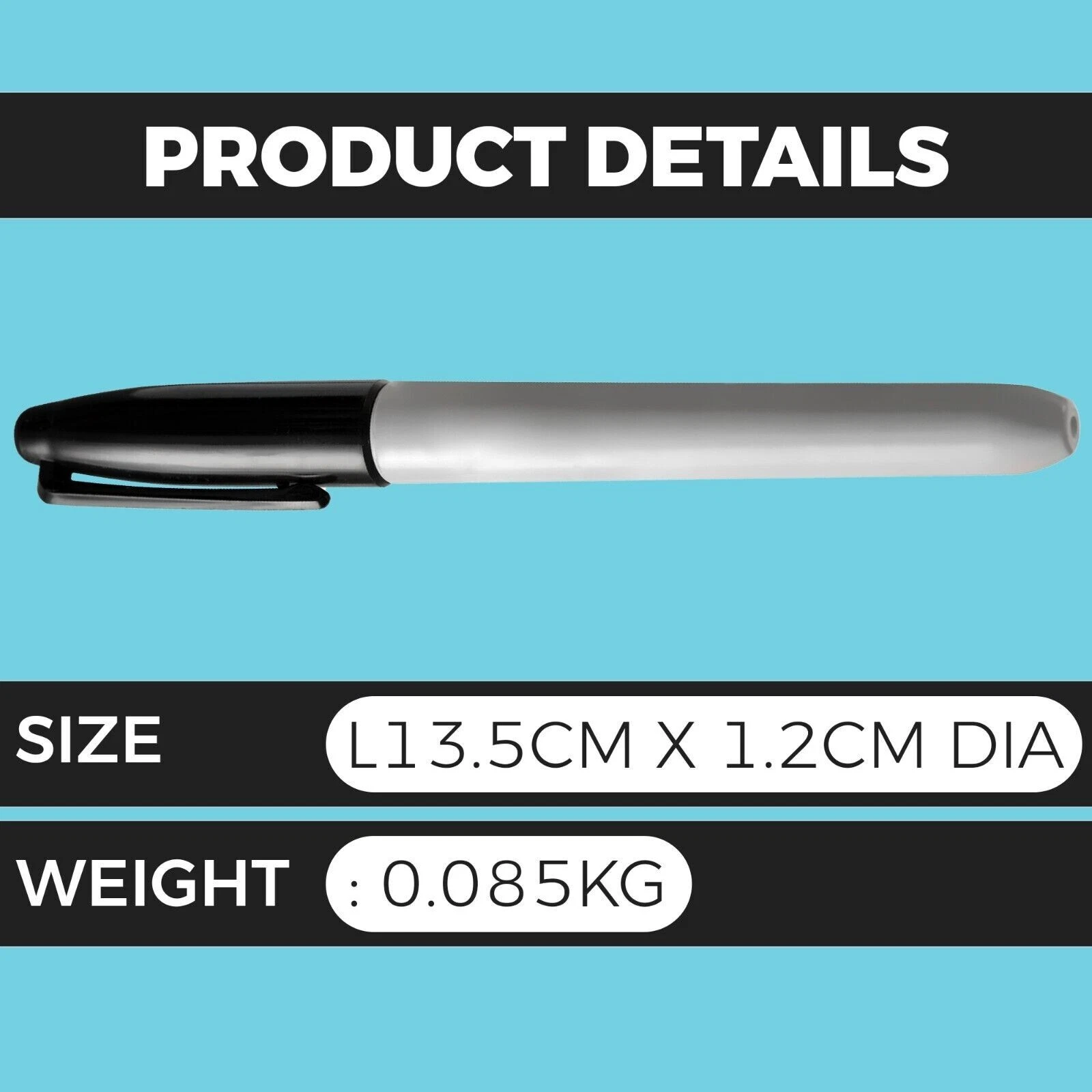 3x Black Bullet Point Tip Permanent Marker Pens Pack